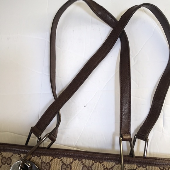 GUCCI GG Monogram Large Eclipse Tote Shoulder Bag Canvas Leather Purse Brown - Picture 8 of 17